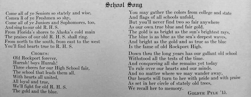 School Song from 1915
